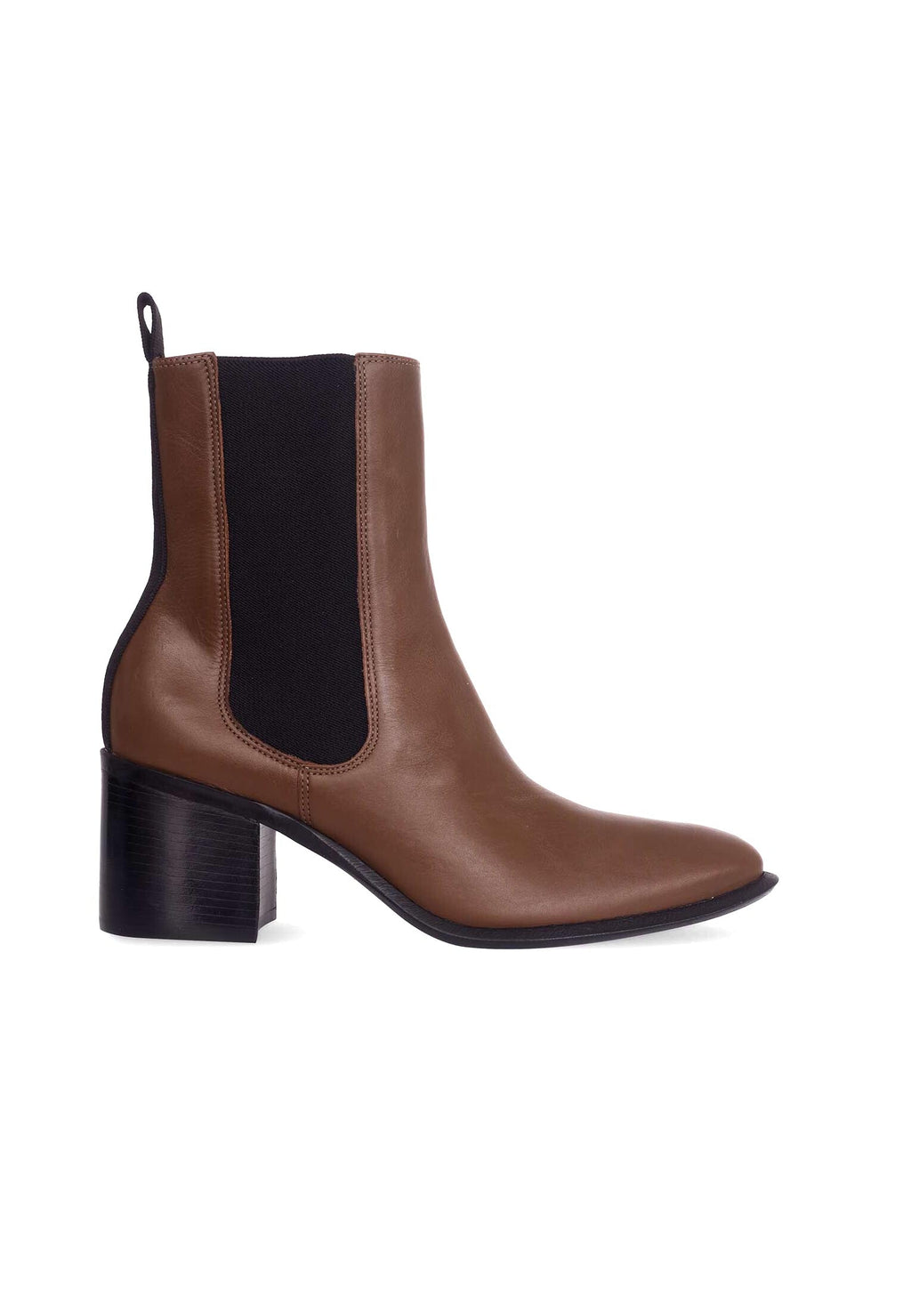 Canna Brown Leather Chelsea Ankle Boots – 6.5cm Block Heel