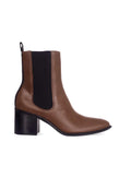 Canna Brown Leather Chelsea Ankle Boots – 6.5cm Block Heel