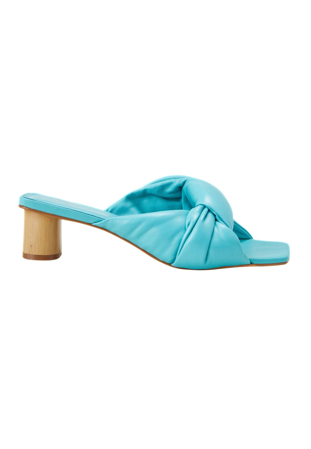 Carobá Turquoise Leather Mules – 4.5cm Cylindrical Block Heel