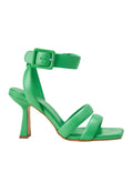 Uvaia Calf Green Leather Sandals – 8.5cm Sculpted Heel