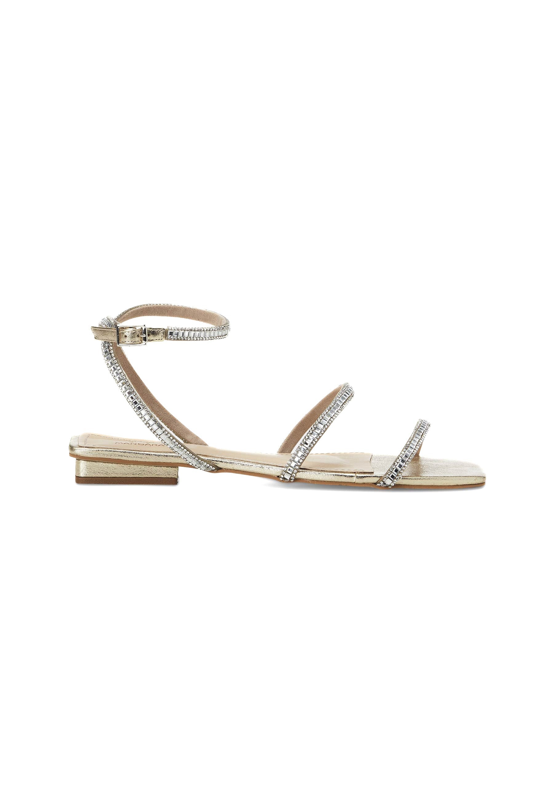 Aroeira Gold Leather Sandals – Crystal Straps