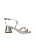 Bromelia Silver Leather Sandals – 7cm Block Heel