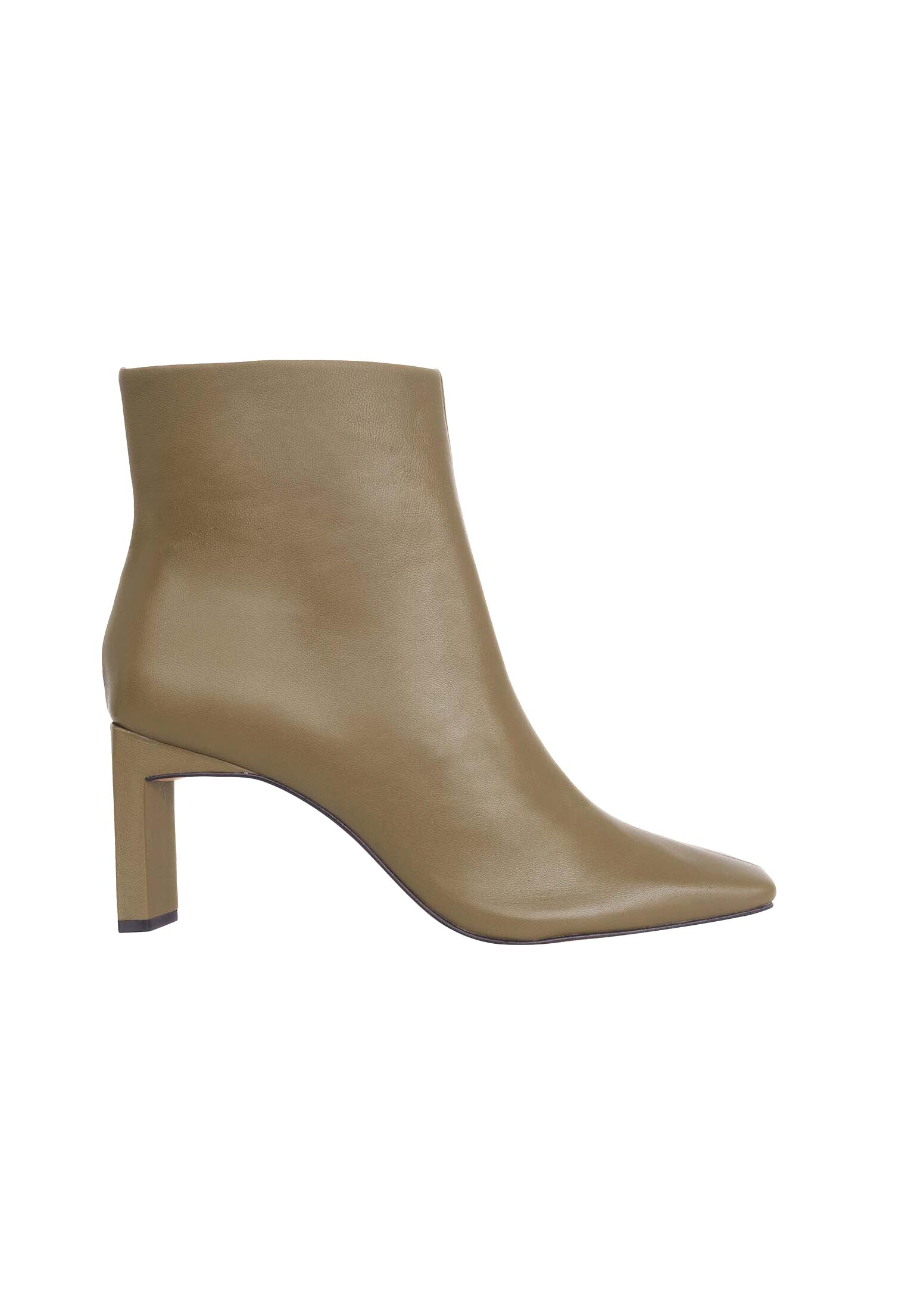 Senna Goat Olive Leather Boots – 7.6cm Block Heel