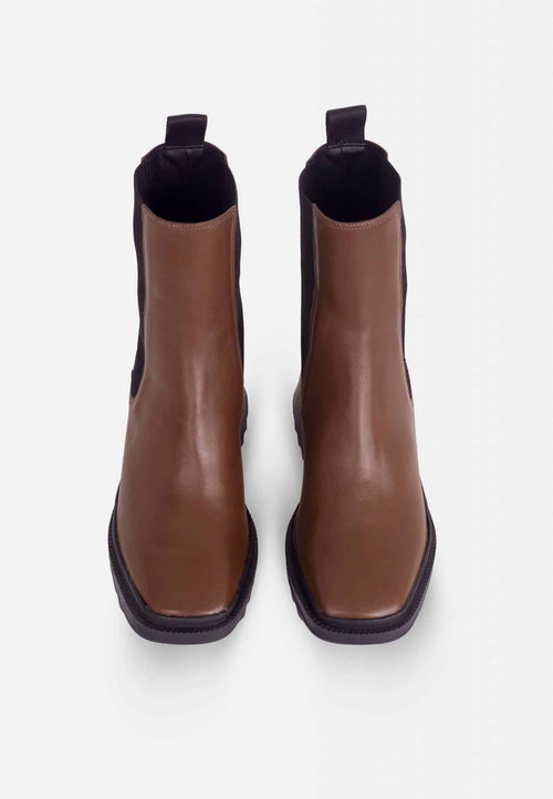 Arachis Brown Calf Leather Combat Boots – 7.8cm Heel
