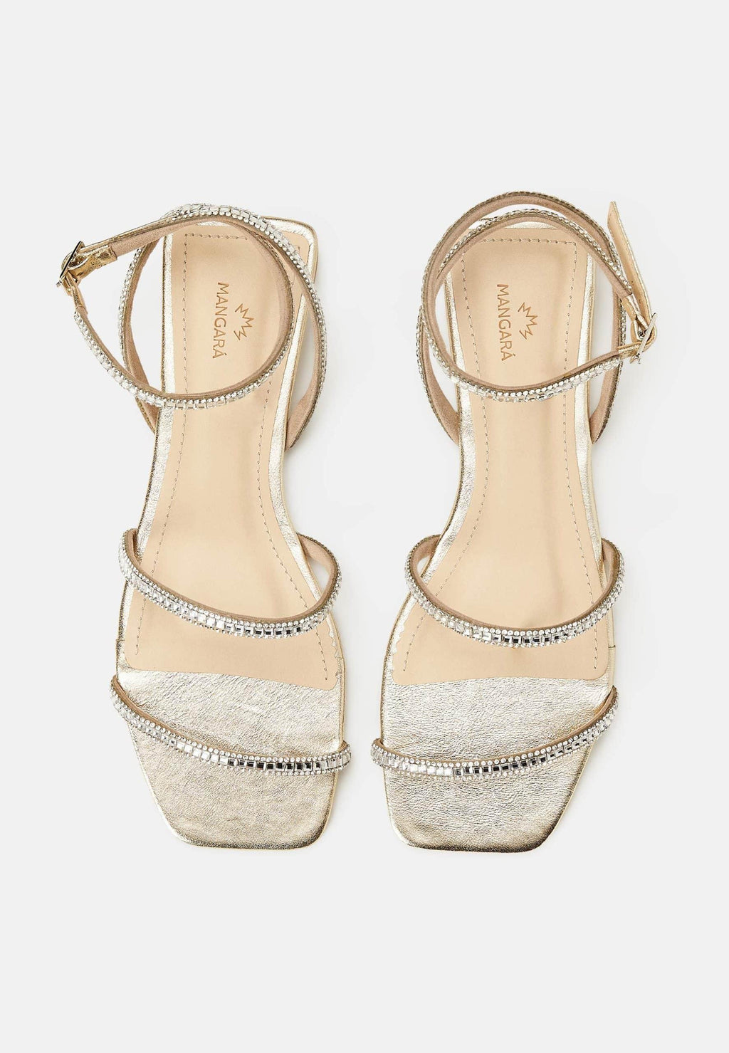 Aroeira Gold Leather Sandals – Crystal Straps