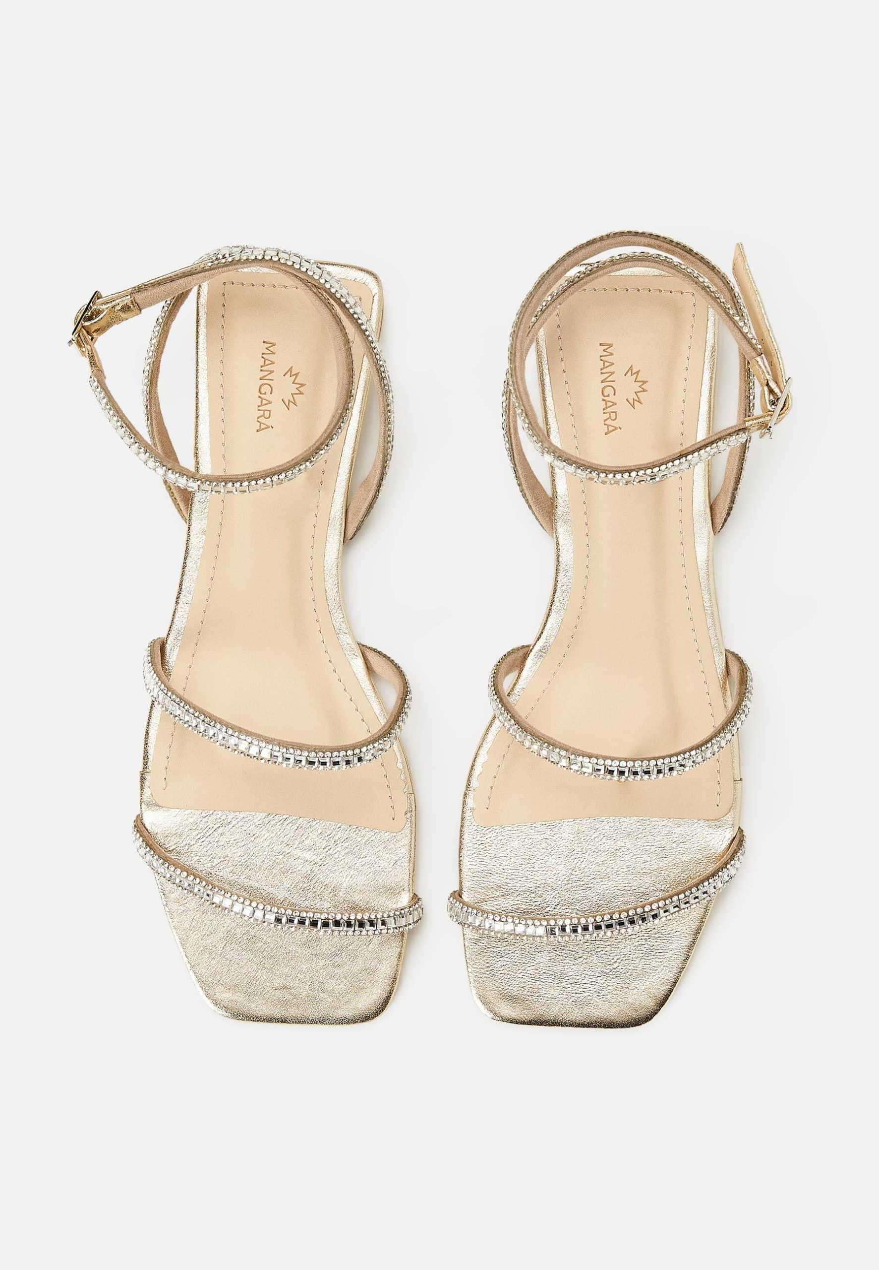 Aroeira Gold Leather Sandals – Crystal Straps