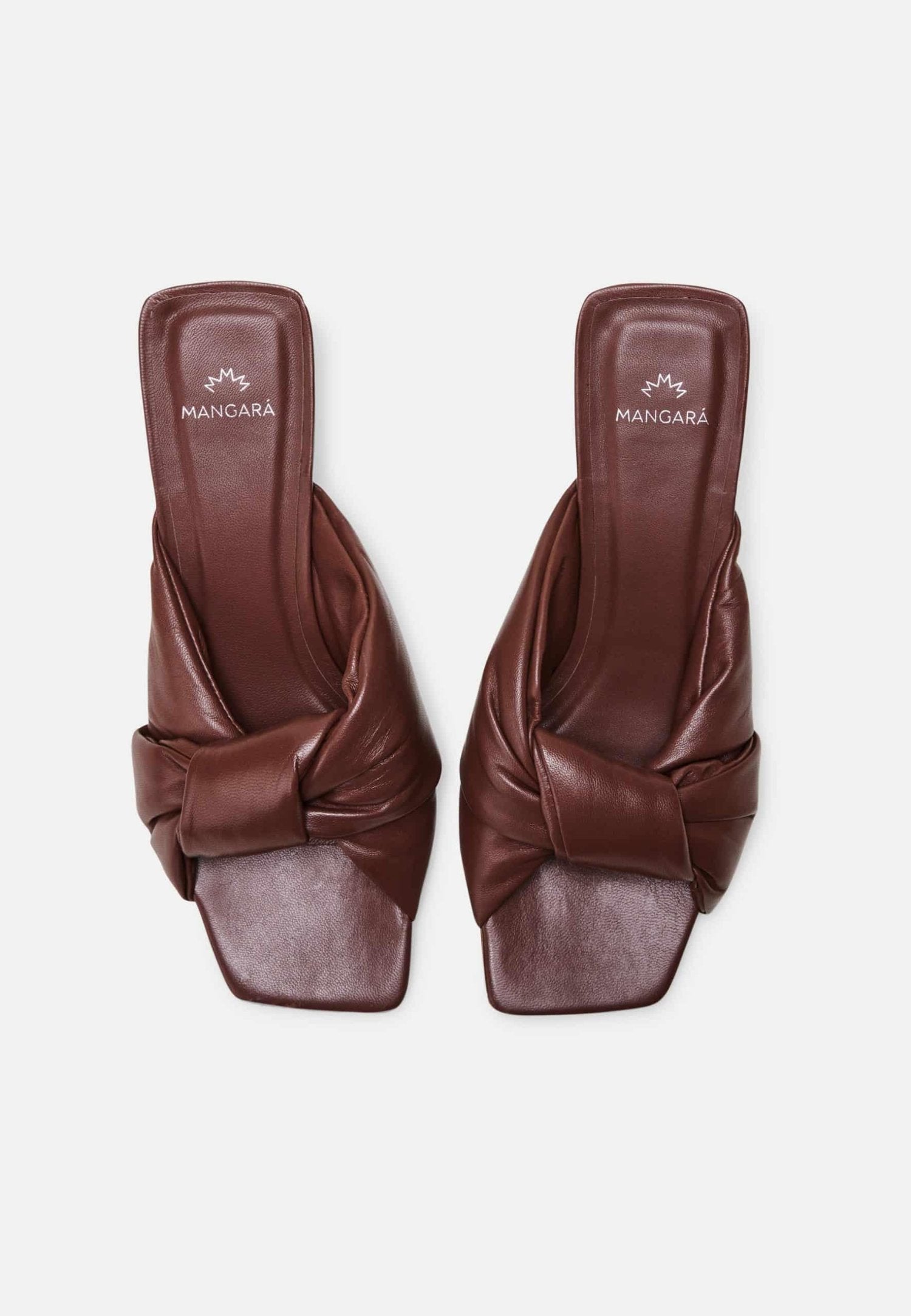 Carobá Chocolat Leather Mules – 4.5cm Cylindrical Block Heel