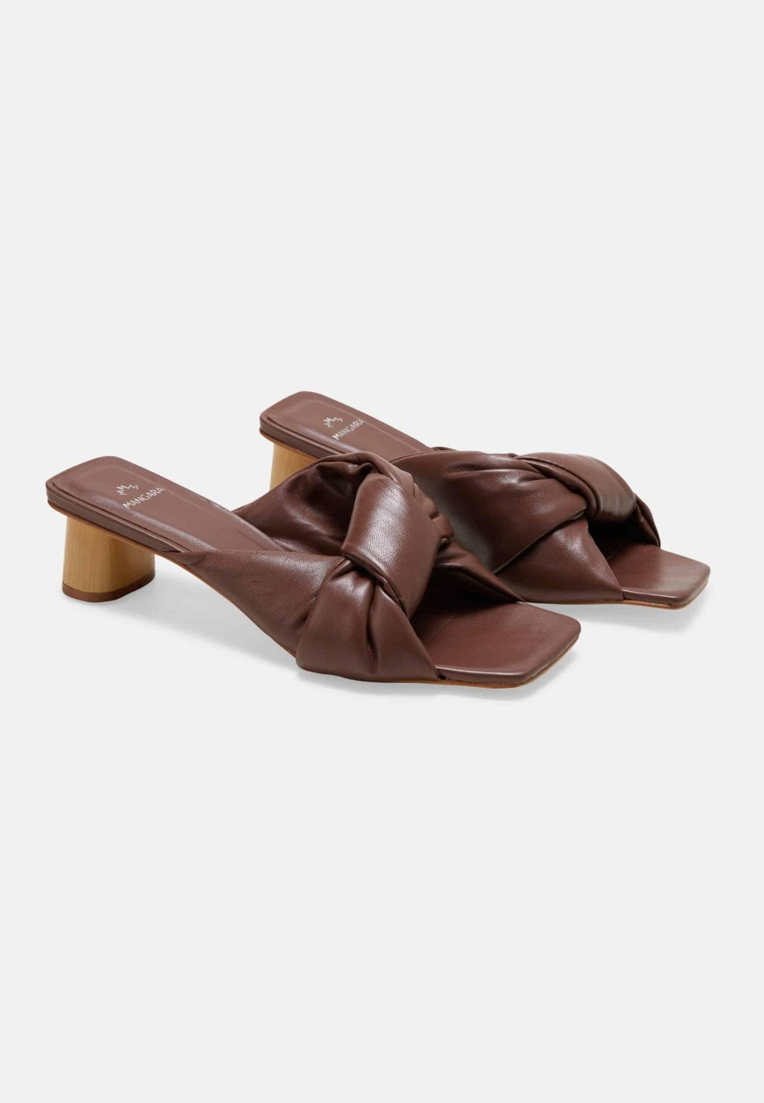 Carobá Chocolat Leather Mules – 4.5cm Cylindrical Block Heel