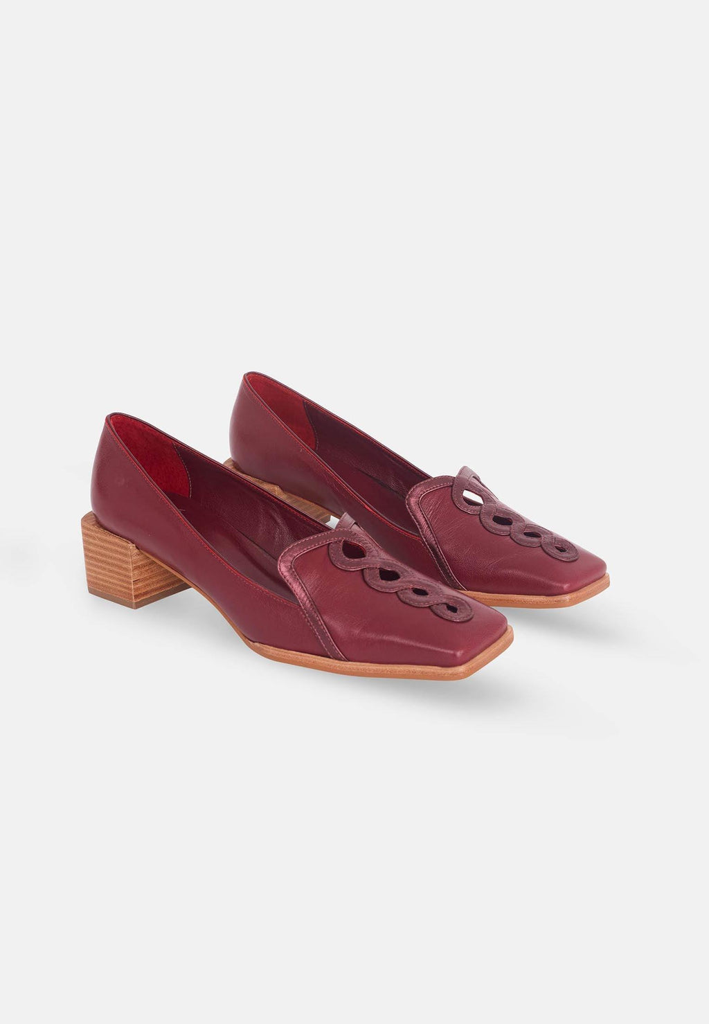 Cordía Purple Leather Loafers – 4cm Block Heel