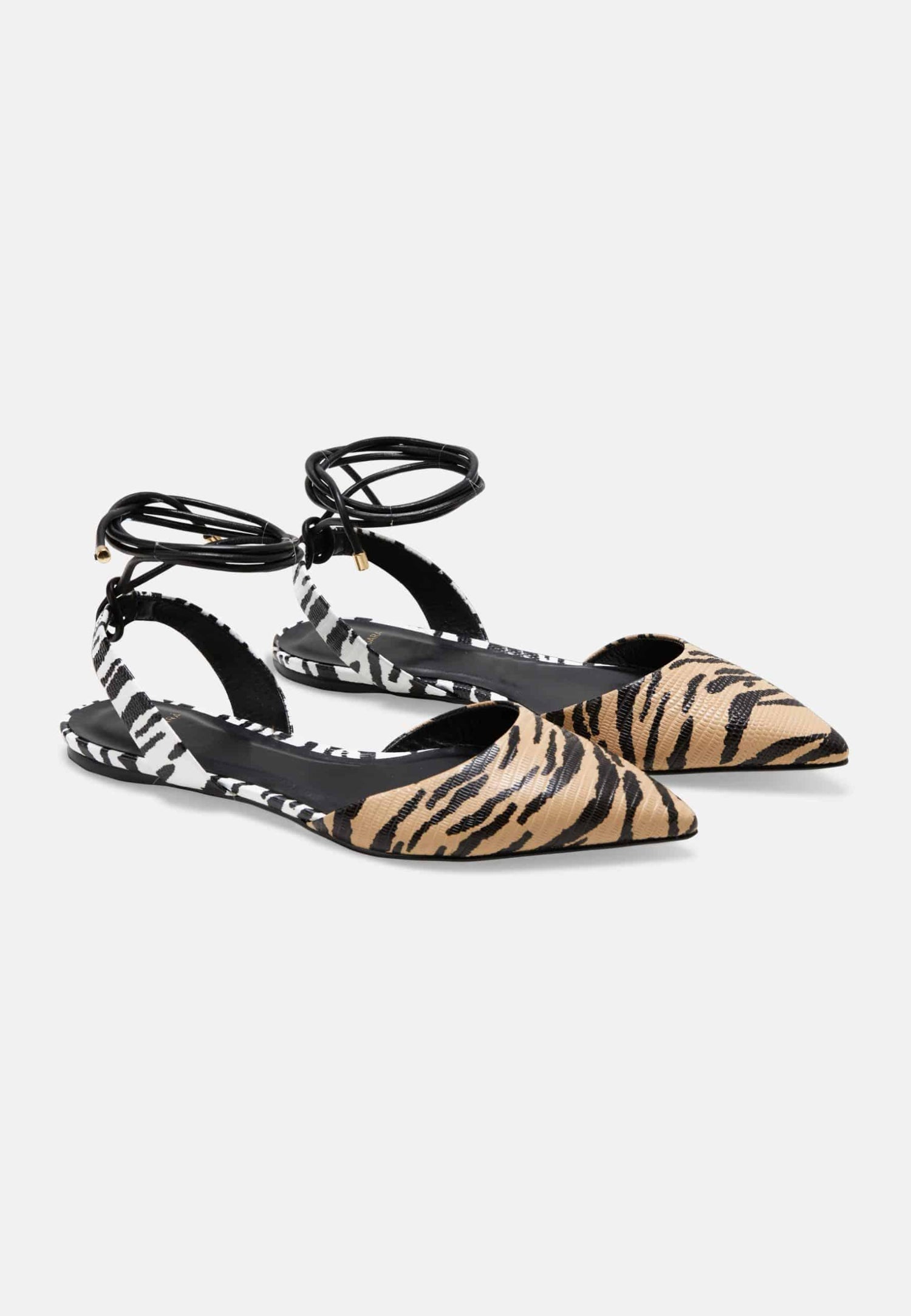 Palmito Animal Print Calf Leather Flat Sandals – Pointed Toe